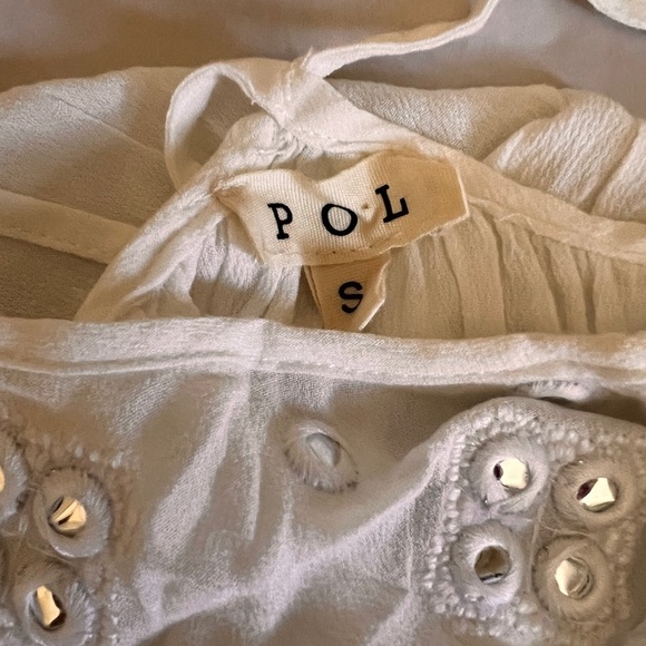 POL White/Silver Short Sleeve Blouse NWOT - Picture 3 of 6